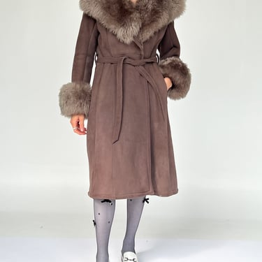 Fur Collared Penny Lane Shearling Coat (S)