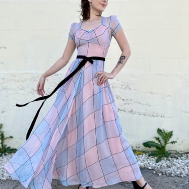 Pink + Blue Plaid 30's Gown