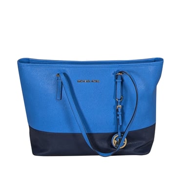 Michael Kors - Blue & Dark Navy Saffiano Leather Tote Bag