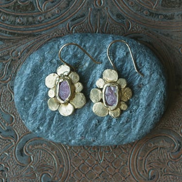 Vanity Earrings - Brass, 14k Gold-Fill + Ruby