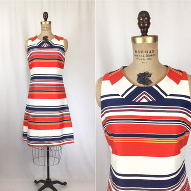 Vintage 60s dress | Vintage striped cotton Summer dress | 1960s John Meyer of Norwich shift dress 