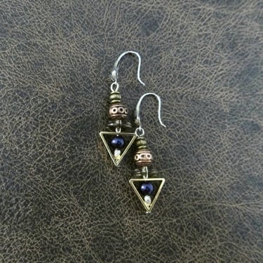 Mixed media earrings, triangle 2 