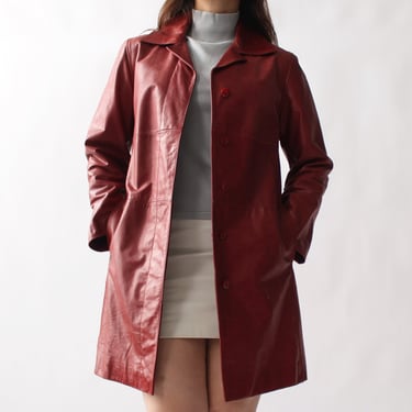 2000s Rust Red Leather Coat