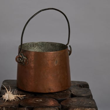 French Copper Kettle with an Iron Strap Handle