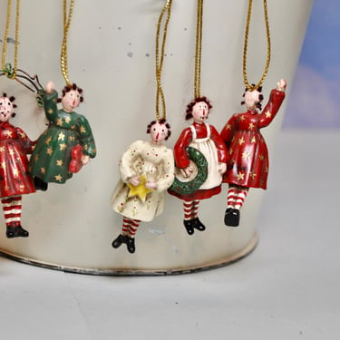 Set of Five Mary Beth Baxter Raggedy Ann Mini Doll Ornaments Folk Art Christmas Ornaments 5 Raggedy Ann Doll Mini Ornaments Mint Condition 