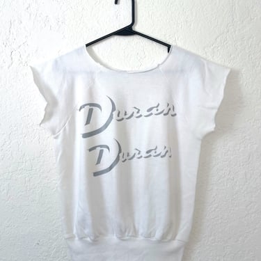 Vintage 80s Duran Duran White Sleeveless Sweatshirt - Size Small/Medium 