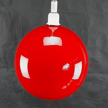 Space Age Pendant Opaline Glass Light, Ball Light, Red Glass Light, Mid Century Ball Glass Light, Modern Red Glass Light, 1970's 