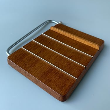 Mid Century Danish Teak and Stainless Steel Wire Cheese Cutter 