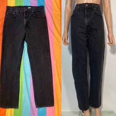 Vintage Levis 505 Faded Black Straight Leg Jeans Made In USA Size 33 x 32 