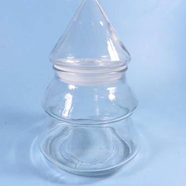 Vintage Small Glass Christmas Tree Candy Dish - Anchor Hocking Christmas Tree Candy Container 