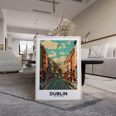 Vintage Style Dublin Ireland City Street Art Print - Retro Travel Poster Home Decor Gift Idea 