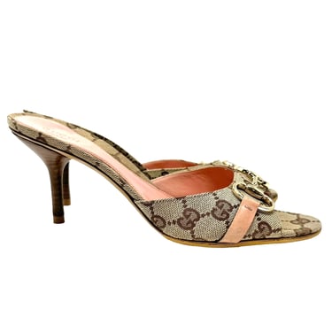 Gucci Tan Logo Horsebit Heels