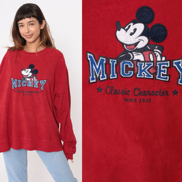 Mickey Mouse Fleece Sweatshirt 90s Disney Sweater Cream Mickey Shop Exile Tucson AZ