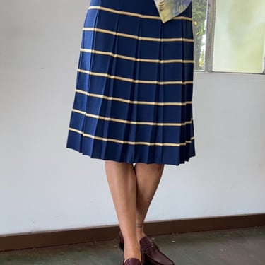 Navy Striped Wool Skirt (S)