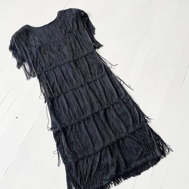 Vintage Black Fringe Dress 