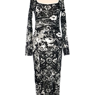 Jean Paul Gaultier Abstract Floral Mesh Dress