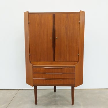 Vintage Danish Mid Century Modern Teak Corner Cabinet 