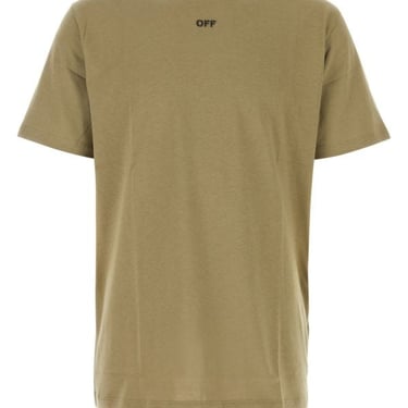 Off White Man Army Green Cotton T-Shirt