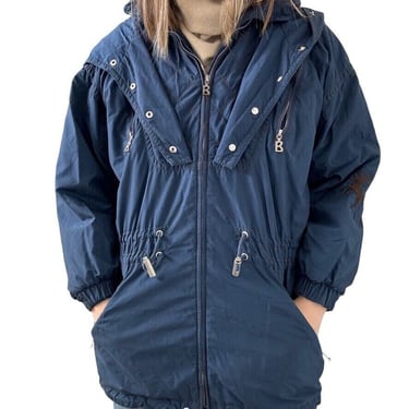 Vintage Womens Bogner Navy Blue Retro Oversized Western Ski Jacket Sz L 