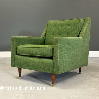 Mid Century Modern Green Club Lounge Chair 
