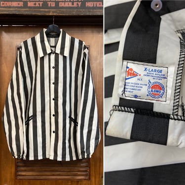 Vintage 1960’s Size XL Referee Stripe Windbreaker Jacket, 60’s Sportswear, 60’s Athletic Jacket, 60’s Jacket, Vintage Clothing 