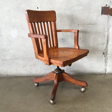 Vintage Oak Swivel Office Chair