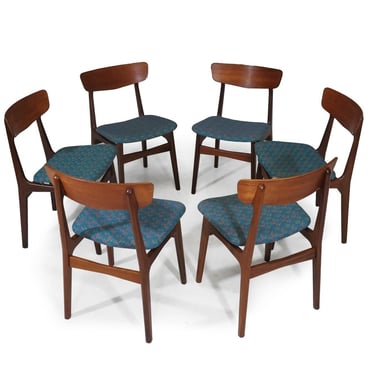 Set of Six Mid-century Danish Teak Dining Chairs for Reupholstery