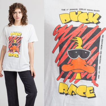 1994 Duck Race Graphic Tee - Men's Large | Vintage Cartoon Souvenir T Shirt 