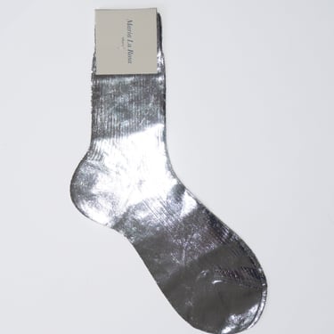Ribbed Laminated Sock in Silver
