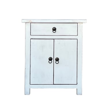 Chinese Distressed Off White Simple End Table Nightstand cs7447E 