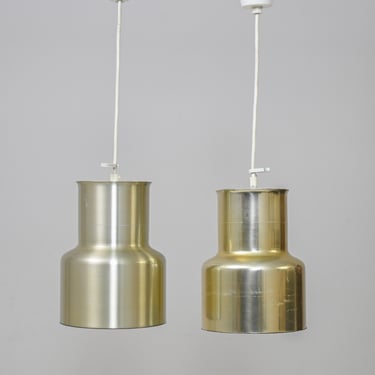 MidCentury Gold Pendant Lights - Vintage Scandinavian Bedroom Decor - Set of 2 