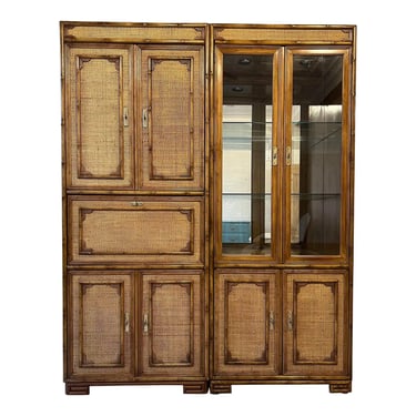 Drexel Faux Bamboo Captiva Wall Cabinets - a Pair 