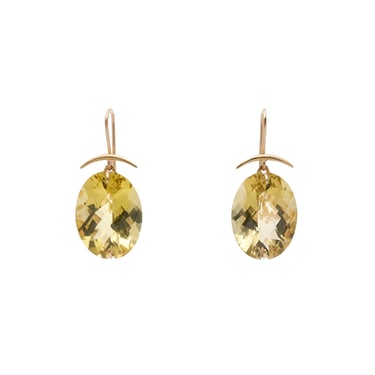 Gabriella Kiss 18k Oval Facetted Lemon Quartz Drop Earrings