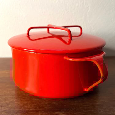 Vintage Dansk Købenstyle Red 2 Qt. Casserole Dutch Oven | Danish Design | MCM Enamel Pot 