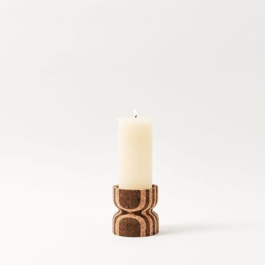 Anni Medium Striped Cork Candle Holder 