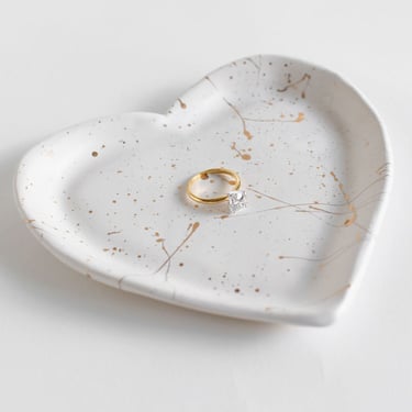 Valentine's Gift, handmade plate, heart plate with 22 karat gold flecks, porcelain plate, gifts for her, engagement, proposal, wedding gift 