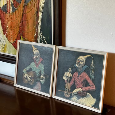 Vintage Set Framed Clowns Giclees by Henri 