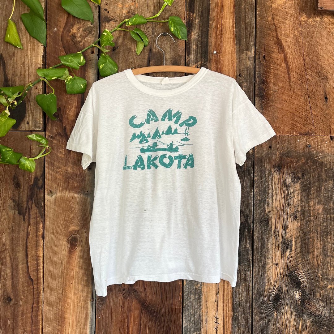 VINTAGE - 〜1990&#39;s Patrol Camp Staff Print Ringer T Vintage 80s Summer Camp Ringer T Shirt Soft & thin