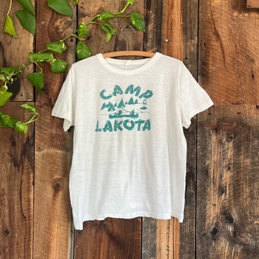 Vintage 50s 60s Camp Lakota T shirt Russell Ball Tag All Cotton True vintage size M/S 