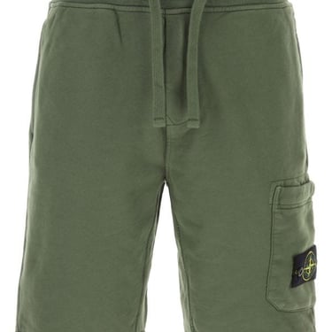 Stone Island Man Dark Green Cotton Bermuda Shorts