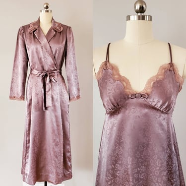 1970's 2pc Christian Dior Lingerie Set with Peignoir and Nightgown 70s Loungewear 70's Sleepwear Women's Vintage Size Small 