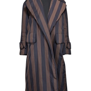 Dhruv Kapoor - Black & Army Green Striped Puff Kimono Jacket One Size