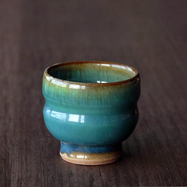 Rare Otaru Kiln | Deep Green Glaze Japanese Ceramic | Tea Cup | Sake Cup 