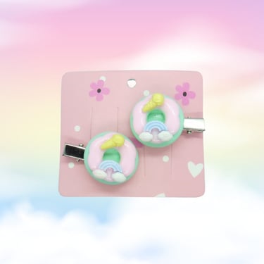 Pastel Donuts Hair Clip Set Cute Kawaii Doughnut Barrette Clips 