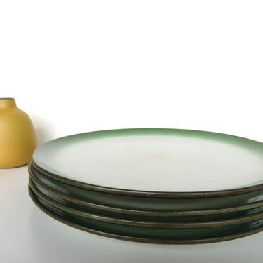 Vintage Heath Ceramics 10 3/4" Dinner Plate In Sea And Sand, Single Edith Heath Coupe Line Dish, 4 Available 
