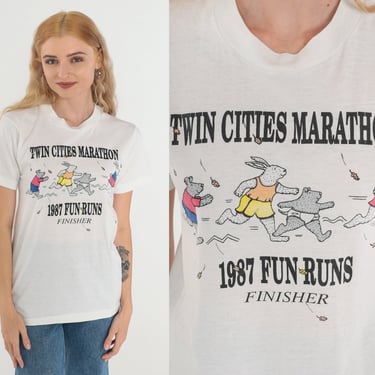 1987 Twin Cities Marathon Shirt 80s Minneapolis Minnesota Running T-Shirt Fun Runs Graphic Tee Runner Tshirt Single Stitch Vintage 1980s XS 