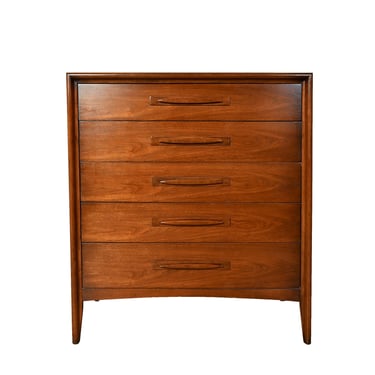 Broyhill Emphasis Tall Dresser Walnut Mid Century Modern 