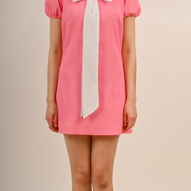 1960s Pink Mod Mini Dress with Giant Bow
