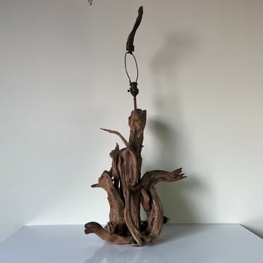 Vintage Sculptural Organic Driftwood Table Lamp 