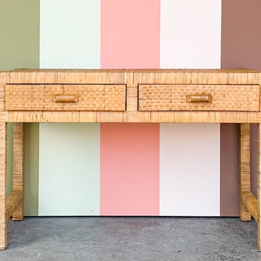 Coastal Rattan Wrapped Desk